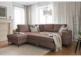 Hnedá menčestrová rozkladacia rohová pohovka (ľavý roh) Lofty Lilly – Miuform