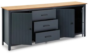 Tmavomodrá nízka komoda z borovicového dreva 190x80 cm Miranda – Marckeric