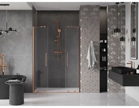 Mexen Velar Duo, posuvné dvere do otvoru 150x200 cm, 8mm číre sklo, medená matná, 871-150-000-02-65