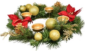 Adventný veniec zdobený Poinsettia, 33 cm