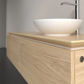 VILLEROY &amp; BOCH Legato závesná skrinka pod umývadlo na dosku (umývadlo vpravo), 2 zásuvky, s LED osvetlením, 1400 x 500 x 380 mm, Nordic Oak, B589L0VJ