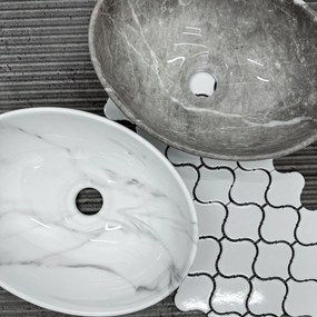 Rea Sofia Mini, umývadlo na dosku 355x270x125 mm, imitácia kameňa - biela Cloudy, REA-U9236