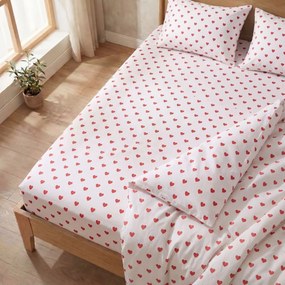 Kvalitex Bavlnené napínacie prestieradlo 90x200 cm - Srdiečka červené