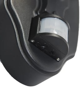 Vonkajšia nástenná lampa čierna s pohybovým senzorom IP44 - New Orleans up