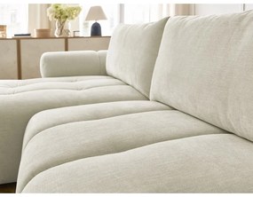 Béžová rozkladacia/s úložným priestorom rohová pohovka (ľavý roh/s leňoškou) Fuji – Bobochic Paris