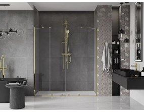 Mexen Velar Duo, posuvné dvere do otvoru 170x200 cm, 8mm číre sklo, zlatá lesklá, 871-170-000-02-50