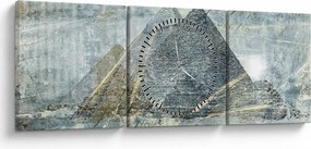 Obraz - Pyramídy v modrom filtri (s hodinami) (90x30 cm)
