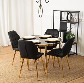 Vintino kreslo TERNI Velvet - čierna farba, nohy zlaté - vintino.sk