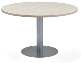 Jedálenský stôl GATHER, na kotvenie, Ø 900x720 mm, strieborná, jaseň