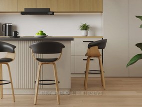 Barová stolička Elynah 75 (čierna + dub). Akcia -13%. Vlastná spoľahlivá doprava až k Vám domov. 1136383