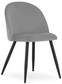 Set dvoch jedálenských stoličiek BELLO zamatové svetlosivé (čierne nohy) 2ks