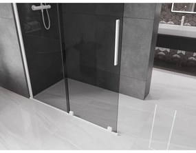 Mexen Velar, sprchová zástena s posuvnými dverami Walk-in 150 x 200 cm, 8mm šedé sklo, biela matná, 871-150-000-43-20