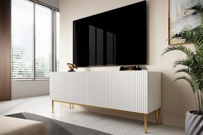 TV stolík Nicole 150 cm - biely mat / zlaté nožičky