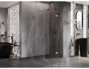 Mexen Lunar T, výklopný sprchový kút pravý 110 x 110 cm, 8mm číre sklo, profil ružové zlato, 834T-110-110-60-00-P