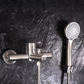 Rea Ontario, vaňová batéria s ručnou sprchovou súpravou, brúsená oceľ, REA-B5514