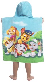 DETSKÝ BAVLNENÝ PONČO UTERÁK S KAPUCŇOU PAW PATROL 50X115 CM VZOROVANÝ