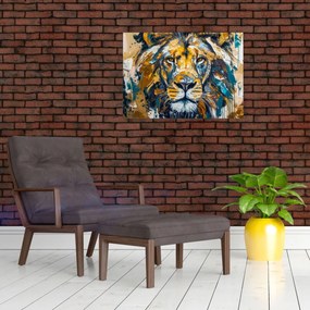Obraz - Abstraktná olejomaľba s levom (70x50 cm)