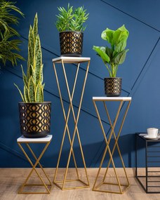 STOJAN NA KVETINÁČ LOFT6 40X24X24 CM ZLATÁ/BIELA