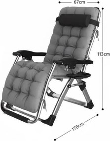 Polohovateľné skladacie záhradné lehátko s poduškou TDC01-BK čierna