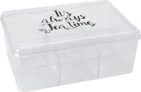 VILDE 2. akosť - Krabička na čaje, organizér so 6 priehradkami, transparentný TEA