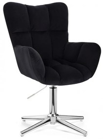 LuxuryForm DESIGN Otočné kreslo AURORA VELUR na striebornom kríži - čierne