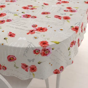 Biante Dekoračný oválny obrus Porto PRT-022 Vlčie maky a margaréty na režnom 120x180 cm