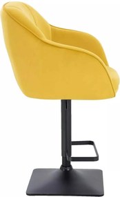 LuxuryForm DESIGN Barová stolička AVOLA VELUR na čiernej hranatej podstave - žltá