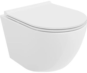Mexen LENA Rimless, závesná WC misa so sedátkom pomaly-padajúcim SLIM, 48 x 36 cm, biela, 30220500