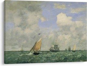 Obraz - Eugène Boudin, Ships and Sailing Boats Leaving Le Havre, reprodukcia (70x50 cm)