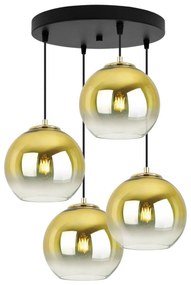 Závesné svietidlo Bergen Gold, 4x zlaté/transparentné sklenené tienidlo (fi 20cm), o