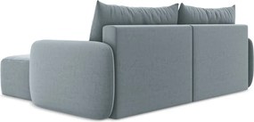 Modrá zamatová rozkladacia/s úložným priestorom rohová pohovka (pravý roh/s leňoškou) Kalena – Makamii