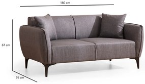 Dvoumístná pohovka Belissimo 180 cm tmavě šedá