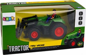 LEAN Toys Poľnohospodársky traktor s buldozérom a poľnohospodárom, diaľkovo ovládaný RC v mierke 1:24