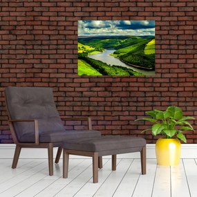 Sklenený obraz - Zelená krajina (70x50 cm)