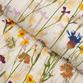 Biante Bavlnený behúň na stôl Sandra SA-571 Lúčne kvety na krémovom 20x160 cm
