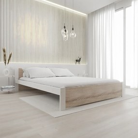 Posteľ IKAROS 120 x 200 cm, biela/dub sonoma Rošt: S latkovým roštom, Matrac: Bez matraca
