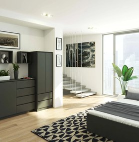 Šatní skříň STAR S 60 cm 2 dveře 2 zásuvky grafitově šedá