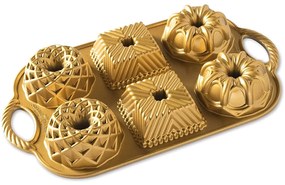 Nordic Ware Hliníkové minibábovky Geo Bundtlette Gold