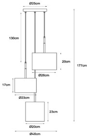 Lucide 45409/13/38 - Luster na lanku MAYA 3xE27/40W/230V krémová