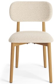 ALDO Krémová (látka Monza 90) / lakovaný dubový rám – DREVENÁ BOUCLÉ STOLIČKA DO OBÝVAČKY, JEDÁLNE A KUCHYNE V RETRO ŠTÝLE