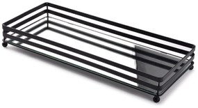 Obdĺžnikový dekoratívny podnos CEDRIC 39 cm so zrkadlom čierny