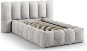 Sivá čalúnená jednolôžková posteľ s úložným priestorom s roštom 90x200 cm Lupine – Micadoni