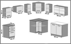 Moderná rohová kuchynská linka Ankara 170 x 190 cm