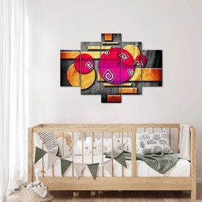 Abstraktný obraz s historickými symbolmi (150x105 cm)