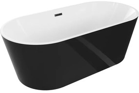 Mexen Luna, voľne stojaca vaňa 180 x 80 cm, biela-čierna, čierny matný prepad, 52031808075-70