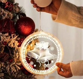 LED svetelná ozdoba na okno JINGLE BELLS II kruhová biela