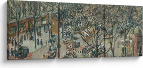 Obraz - Camille Pissarro, Boulevard des Italiens, Morning, Sunlight, reprodukcia (s hodinami) (90x30 cm)