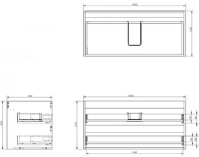 Mexen Box-A, závesná skrinka 100 cm, 2 zásuvky, grafitová matná, 91AX0-1000-470-2-66