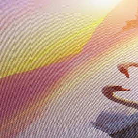 Obraz zamilovaných labutí (120x50 cm)