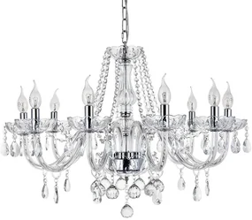 Toolight - Krištáľový závesný luster 8xE14 60W, strieborná, OSW-04600